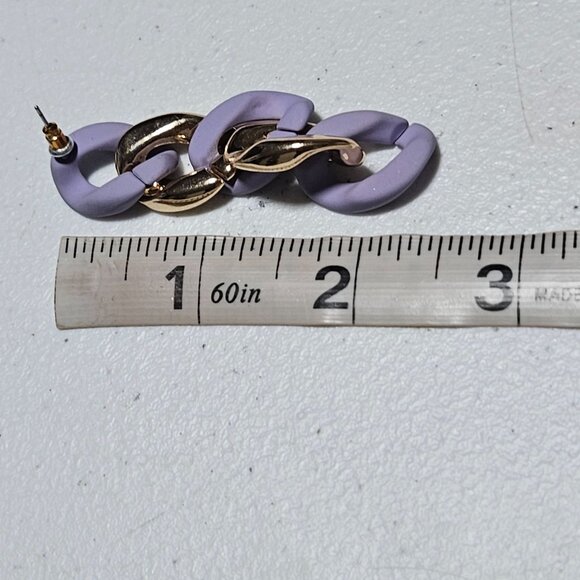 Retro Chunky Purple Gold Chain Link Dangle Earrings Fashion Jewelry Women - Picture 3 of 3